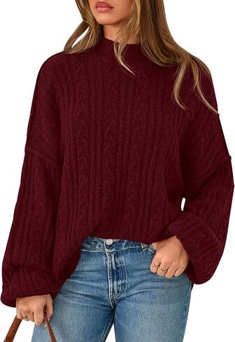 Prettygarden Womens Sweater 2025 Long Sleeve Crewneck Cable Sevents vensives pullover seam seam fall ompits in Kuwait