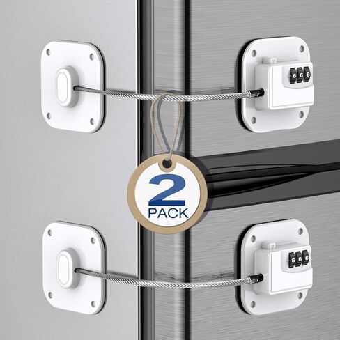 Fridge Lock for Kids Adults, Refrigerator Locks with Combination, for Closet, Cabinets, Drawers, Easy Install No Keys Needed (2Pack) in Saudi Arabia