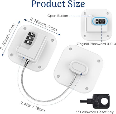 Fridge Lock for Kids Adults, Refrigerator Locks with Combination, for Closet, Cabinets, Drawers, Easy Install No Keys Needed (2Pack) in Saudi Arabia