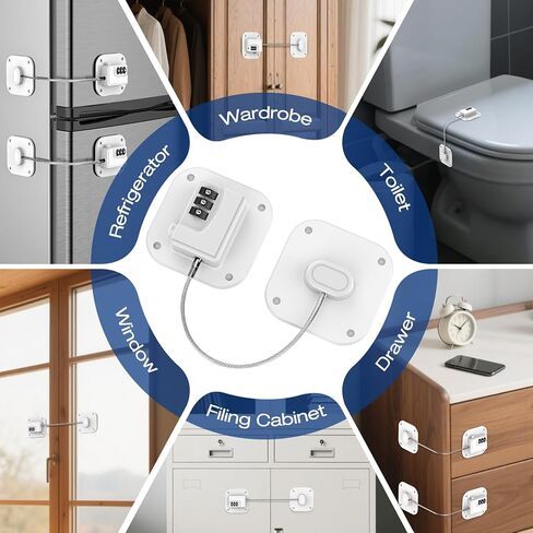 Fridge Lock for Kids Adults, Refrigerator Locks with Combination, for Closet, Cabinets, Drawers, Easy Install No Keys Needed (2Pack) in Saudi Arabia