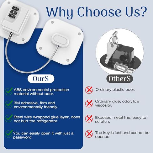 Fridge Lock for Kids Adults, Refrigerator Locks with Combination, for Closet, Cabinets, Drawers, Easy Install No Keys Needed (2Pack) in Saudi Arabia