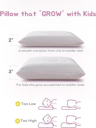 Toddler Pillow, Adjustable Memory Foam Small Pillow for Toddler 2 Years & Above, 13" x 18" Mini Size for Kid Sleeping, Napping or Traveling, Washable No Zipper Pillowcase, Green in Saudi Arabia