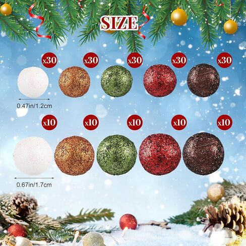 Pangda 200 PCS عيد الميلاد كرات رغوة متعددة الملونة 5 ألوان من عيد الميلاد بريق مزهرية الحشو عيد الميلاد الزخرفية كرات XMAS الحلي الشجرة ديكور للحرف DIY in Saudi Arabia
