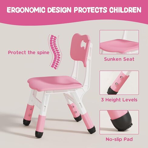 Brelley Kids Table and 2 Chairs Set, Height Adjustable Toddler Desk 31.5" L x 23.6" W and Chair Set, Graffiti Desktop, Classroom/Daycare/Home, Children Multi-Activity Table for Ages 2-8 in Kuwait