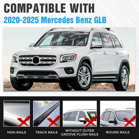 Heavy Duty 300 LBS Roof Rack Cross Bars Compatible with 2016-2025 Mercedes Benz GLC with Side Rails, Adjustable & Lockable Rooftop Top Luggage Crossbars Cargo Carrier SUV in Kuwait