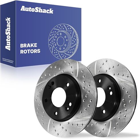 AutoShack Pair of 2 Front TurboGuard Coated Drilled Slotted Silver Brake Rotors Driver and Passenger Side Replacement for Hyundai Veloster Kona Venue Elantra GT Kia Soul Seltos Forte5 FWD PR41586DSCPR in Saudi Arabia
