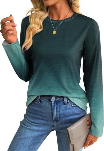 SOFIA'S CHOICE Women's Ombre Long Sleeve T Shirts Tie Dye Shirt Basic Vintage Athletic Workout Tops in Saudi Arabia
