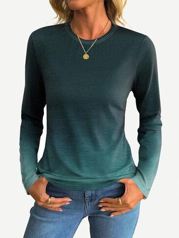 SOFIA'S CHOICE Women's Ombre Long Sleeve T Shirts Tie Dye Shirt Basic Vintage Athletic Workout Tops in Saudi Arabia