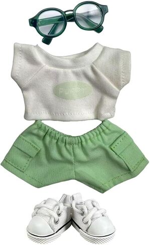 4 PCS 17cm Doll Clothers - ملابس هوديي غير رسمية مجموعة مع أحذية قماش ، ونظارات دمية مناسبة لدمى 15 سم 17 سم ، و 6.7 بوصة ملحقات الملابس لللباس والعرض (رمادي) in Kuwait