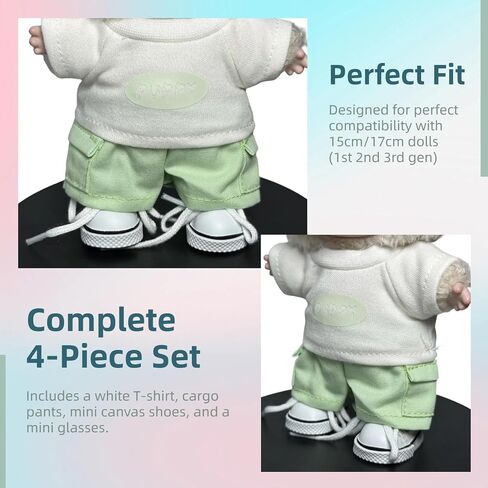 4 PCS 17cm Doll Clothers - ملابس هوديي غير رسمية مجموعة مع أحذية قماش ، ونظارات دمية مناسبة لدمى 15 سم 17 سم ، و 6.7 بوصة ملحقات الملابس لللباس والعرض (رمادي) in Kuwait