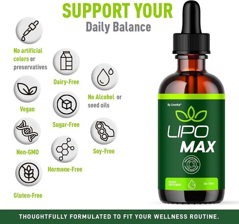 Lipo Max Plus - Official Lipo Max Plus Drops Liquid Premium Advanced Formula Natural Support, LipoMax Plus Supplement for Overall Health & Wellness Vitamin Droppers, 1 Bottle for 1 Month in Kuwait