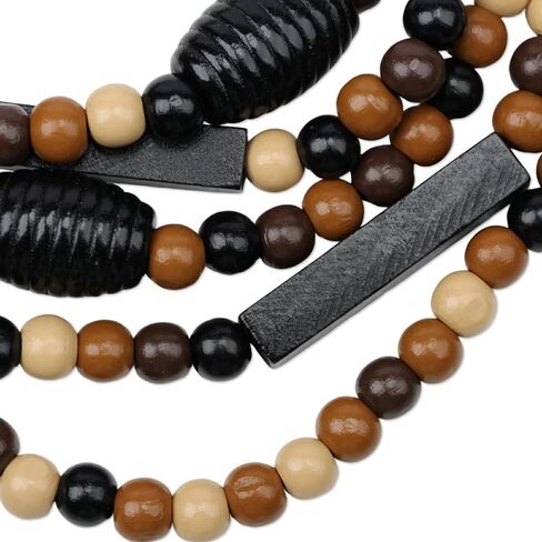 كبيرة طويلة ملونة مكتنزة بيان الخشب عقد من اللؤلؤ للنساء الأفريقية خمر العرقية متعددة الطبقات قلادة مريلة البوهيمي مجوهرات in Kuwait