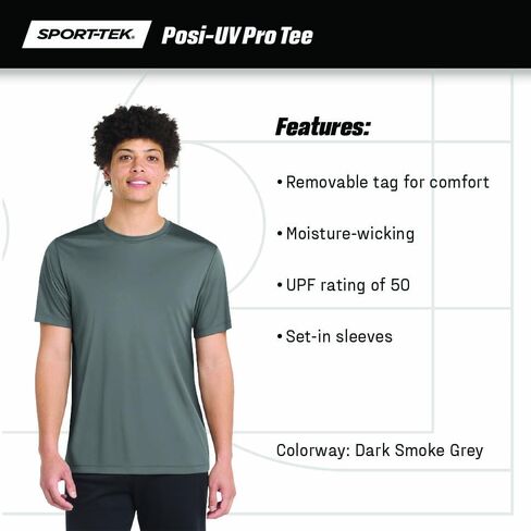 Sport-Tek للجنسين Posi-UV Pro Tee | تي شيرت تجريب للرجال والسيدات والسيدات ، ملابس صالة رياضية لأزياء الربيع والصيف in Saudi Arabia