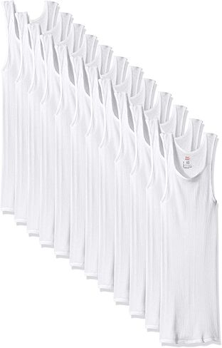 Hanes Men's Cotton Tank Undershirts Pack, Moisture-Wicking Ribbed Tanks, Lightweight, Grey 6-Pack, L in Saudi Arabia