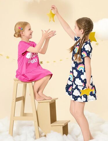PATPAT Toddler Girls Floral Skater Dress 3-Pack A-Line Short Sleeve Outfits | Floral Print Dresses, 3-Pack Value Set, A-Line Skater Fit, Short Sleeve Design, Soft Fabric, Easy Wear in Kuwait
