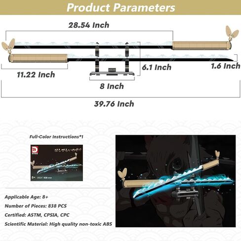 مجموعة بناء Sword Sword Demon ، 39 بوصة Sanemi Sword Building مع Scabbard and Stand ، مجموعة Sword Katana ، ألعاب الهدايا القابلة للتحصيل للبالغين Kids 8+ (710 pcs) in Saudi Arabia