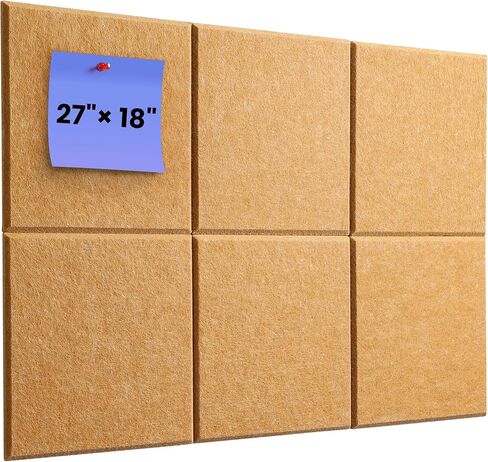 Cork Board for Wall 18''×27'', 6 Pack Black Bulletin Boards, Felt Wall Tiles with Pushpins, Cork Board for Office, School and Home, Pin Board for Walls, Felt Board for Office Decor in Kuwait