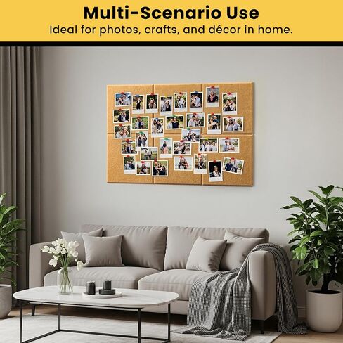 Cork Board for Wall 18''×27'', 6 Pack Black Bulletin Boards, Felt Wall Tiles with Pushpins, Cork Board for Office, School and Home, Pin Board for Walls, Felt Board for Office Decor in Kuwait