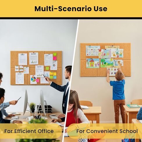 Cork Board for Wall 18''×27'', 6 Pack Black Bulletin Boards, Felt Wall Tiles with Pushpins, Cork Board for Office, School and Home, Pin Board for Walls, Felt Board for Office Decor in Kuwait