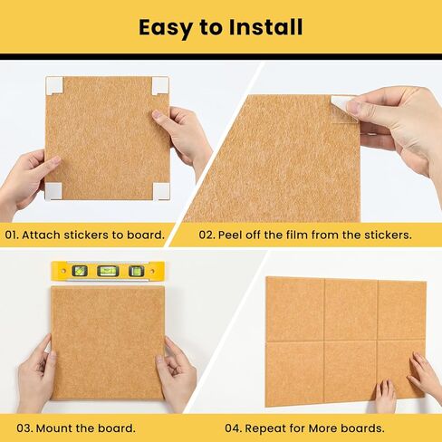 Cork Board for Wall 18''×27'', 6 Pack Black Bulletin Boards, Felt Wall Tiles with Pushpins, Cork Board for Office, School and Home, Pin Board for Walls, Felt Board for Office Decor in Kuwait