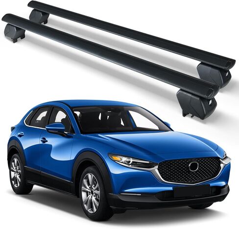 قضبان صليب سقف شاقة 300 رطل متوافقة مع 2016-2025 Mazda Cx9 Cx-9 مع القضبان الجانبية ، حاملة شحن على السطح القابلة للقفل وقابلة للتعديل in Saudi Arabia