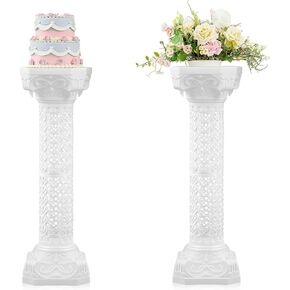 2 Pcs Wedding Roman Column Greek Pillars Stand Plastic Wedding Pillars Columns for Ceremony Flowers Plant Holder for Ceremony Event Party (Vintage,10.63 x 10.63 Inches) in Saudi Arabia