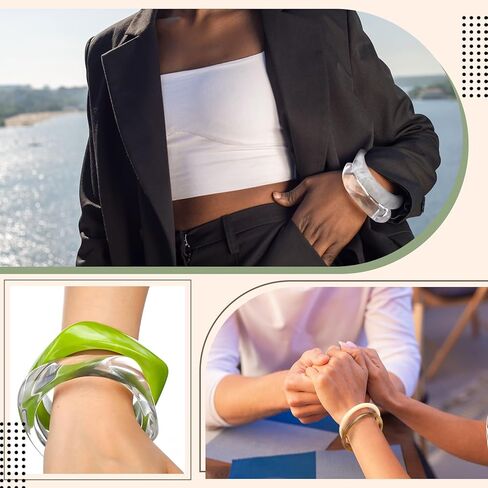 8 Pcs Colorful Acrylic Resin Chunky Bangle Bracelets for Women, Punk Geometric Wristband Bracelet Jewelry Set in Saudi Arabia