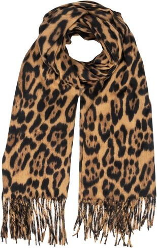 Women Leopard Print Scarf for Cold Weather - Soft Warm Shawls Scarves with Tassels(74.8''*23.62') in Saudi Arabia