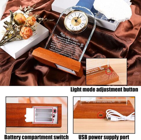 Wedding Gifts for Couples 2025 with Wooden Light Base, Glass Clock Happy Anniversary Marriage Prayer Presents with Inspiring Quotes, Unique Newlywed Mr and Mrs Gifts in Kuwait