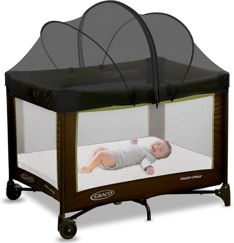 Pack N Play Tent Cover - Bassinet Cover for Pack N Play/Travel Crib/Mini Crib/Playpen, Bassinet Mosquito Net Cover with Two-Way Zippers (White-Large) in Kuwait