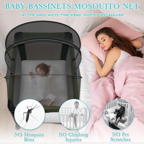 Pack N Play Tent Cover - Bassinet Cover for Pack N Play/Travel Crib/Mini Crib/Playpen, Bassinet Mosquito Net Cover with Two-Way Zippers (White-Large) in Kuwait