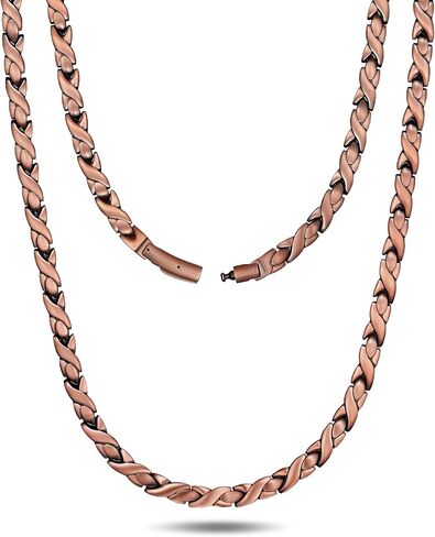 Feraco Copper Necklace for Women, 99.99% Pure Copper Magnetic Chains with 3500 Gauss Ultra Strength Neodymium Magnets & Sparkling Cubic Zirconia, Adjustable CloverJewelry Gift in Saudi Arabia
