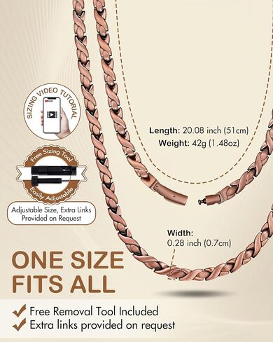 Feraco Copper Necklace for Women, 99.99% Pure Copper Magnetic Chains with 3500 Gauss Ultra Strength Neodymium Magnets & Sparkling Cubic Zirconia, Adjustable CloverJewelry Gift in Saudi Arabia