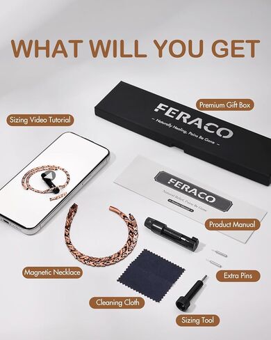 Feraco Copper Necklace for Women, 99.99% Pure Copper Magnetic Chains with 3500 Gauss Ultra Strength Neodymium Magnets & Sparkling Cubic Zirconia, Adjustable CloverJewelry Gift in Saudi Arabia