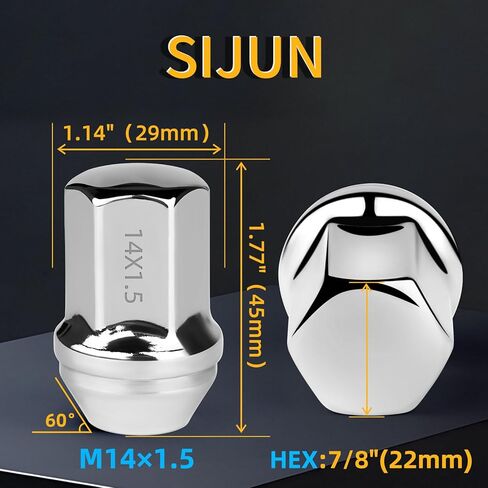 14x1.5 LUG NUTS M14X1.5 محددات محاطية لعام 2017-2024 FORD F250 F350 13/16 "HEX M14-1.5 F250 ، F350 Super Dutories ، Nuts Truck ، HCPZ-1012-B HCPZ-1012-A ، 32PCS in Kuwait