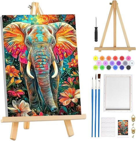 MOGTAA Girls Paint by Numbers Kit for Adults Beginners with Frame, Landscape Adult Paint by Number Kits on Canvas with Easel, Easy DIY Oil Painting Kits for Home Decor, 8x12in in Saudi Arabia