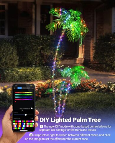Smart Lighted Artificial Palm Tree 6 Feet for Tiki Bar Outside Patio, RGB Color Changing Christmas Tree 208LED, DIY Light Show, Music Sync Light up Pool Yard Tropical Fake Plant Light Indoor Decor in Saudi Arabia