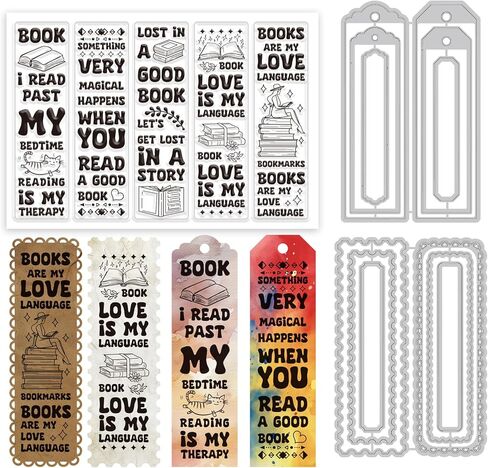 GLOBLELAND Bookshelf Bookmark Clear Stamps and Metal Die Cuts Magic Bookshelf Transparent Stamp Cat Book Frame Cutting Dies for Card Making Embossing Scrapbooking in Saudi Arabia