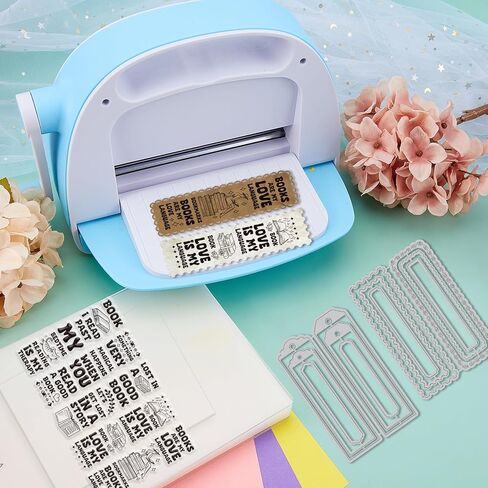 GLOBLELAND Bookshelf Bookmark Clear Stamps and Metal Die Cuts Magic Bookshelf Transparent Stamp Cat Book Frame Cutting Dies for Card Making Embossing Scrapbooking in Saudi Arabia
