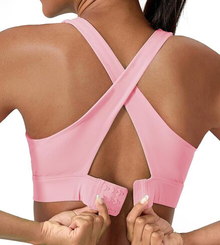 Sports Bra for Women High Impact Padded Workout Bra Twist Front Running Bra Crop Tops Supportive Bras for Yoga Training in Kuwait