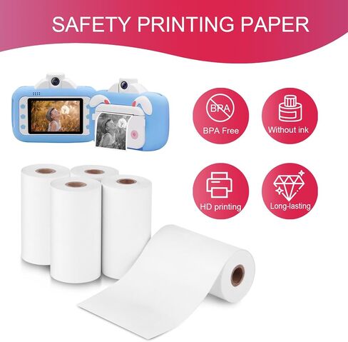 10 Rolls Kids Camera Paper Roll -swill - طباعة الطباعة الحرارية عالية الدقة ، متوافقة مع esoxoffore/etikez/cimizi/dylanto Kids Camera print (color ، 57x25mm) in Saudi Arabia