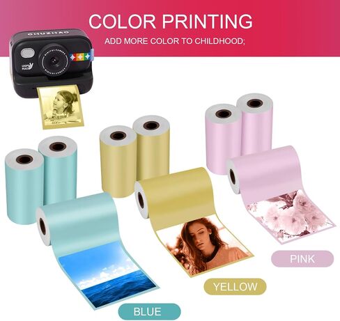 10 Rolls Kids Camera Paper Roll -swill - طباعة الطباعة الحرارية عالية الدقة ، متوافقة مع esoxoffore/etikez/cimizi/dylanto Kids Camera print (color ، 57x25mm) in Saudi Arabia