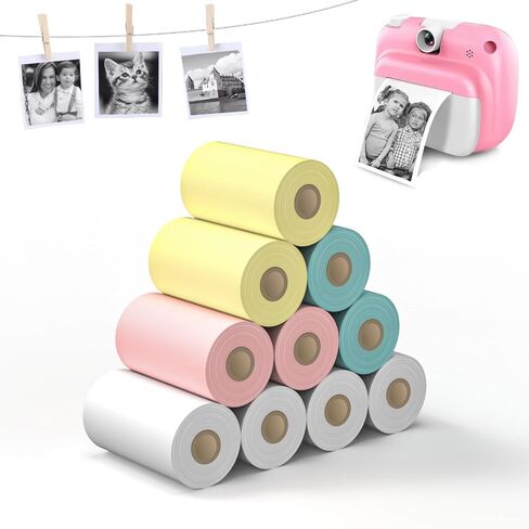 10 Rolls Kids Camera Paper Roll -swill - طباعة الطباعة الحرارية عالية الدقة ، متوافقة مع esoxoffore/etikez/cimizi/dylanto Kids Camera print (color ، 57x25mm) in Saudi Arabia