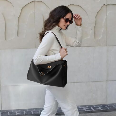 Leather Suede Tote Bag for Women: Genuine Leather Satchel Purse - Fashion Ladies Designer Shoulder Handbag for Travel Work (Coffee) in Saudi Arabia