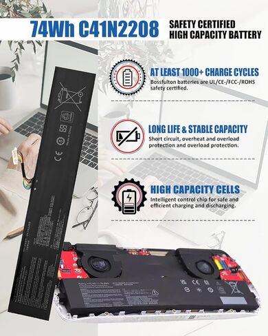 C41N2208 67Wh Gaming Handheld Battery Replacement for ASUS ROG Ally PC71L RC71L Gaming Handheld Series 15.48V 67Wh 4-Cell with Tools in Saudi Arabia
