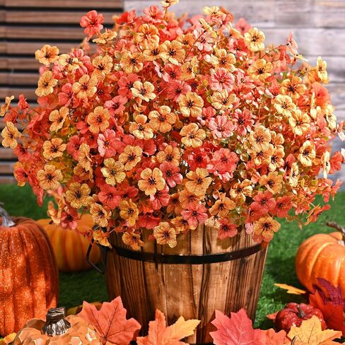 Fake Mums, Faux Mums for Outdoor Planters, 12 Bundles UV Resistant Fall Flowers Artificial for Outdoors Decoration, Artificial Mums for Outdoors,Faux Artificial Flowers,Fall Decorations for Home Porch in Saudi Arabia