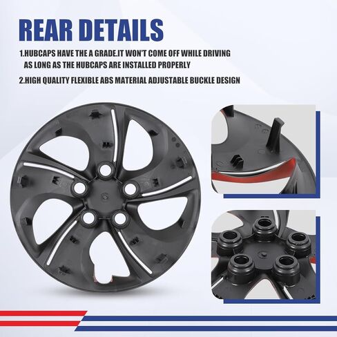ROXX 4Pcs Set 15inch Wheel Rim Cover Hubcaps Replacement for Honda Civic 2013-2015, 2006-2011(Only Fit for Steel Wheels), Snap On Car Truck SUV Hub Cap(5105, Black Lacquer) in Saudi Arabia