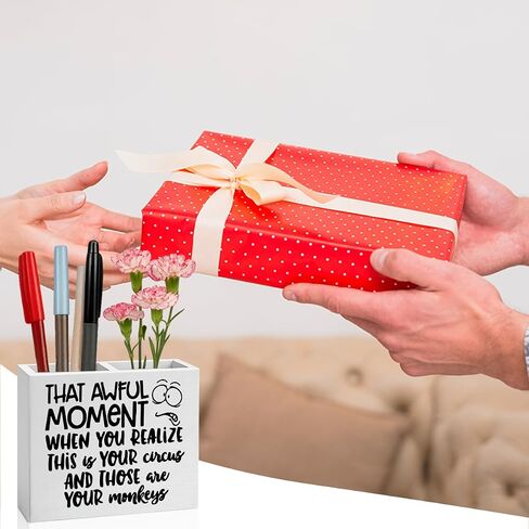 Bosses Day Gifts for Women Men Manager Funny Office Decor for Women Wooden Pencil Holder National Boss Day Decorations Gifts for Supervisor Leader Men Manager HR Coworker Office Desk Decor A 02 in Saudi Arabia