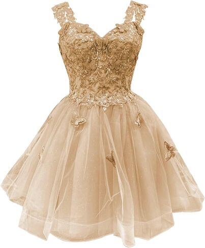 youjiayii 3d الفراشة القصيرة للوطن للوطن للشباب قبالة فساتين داما الكتف لثوب quinceanera بريق ترتر حفلة موسيقية in Saudi Arabia