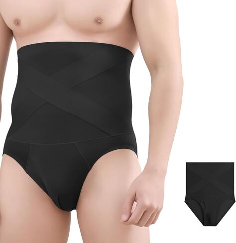 Men's Shapewear Compression Shorts | Men’s Tummy Control Body Shaper | High-waisted Stretchable Shape Underwear for Mens Soft Breathable Comfortable 3pcs (BLACK, XL) in Kuwait